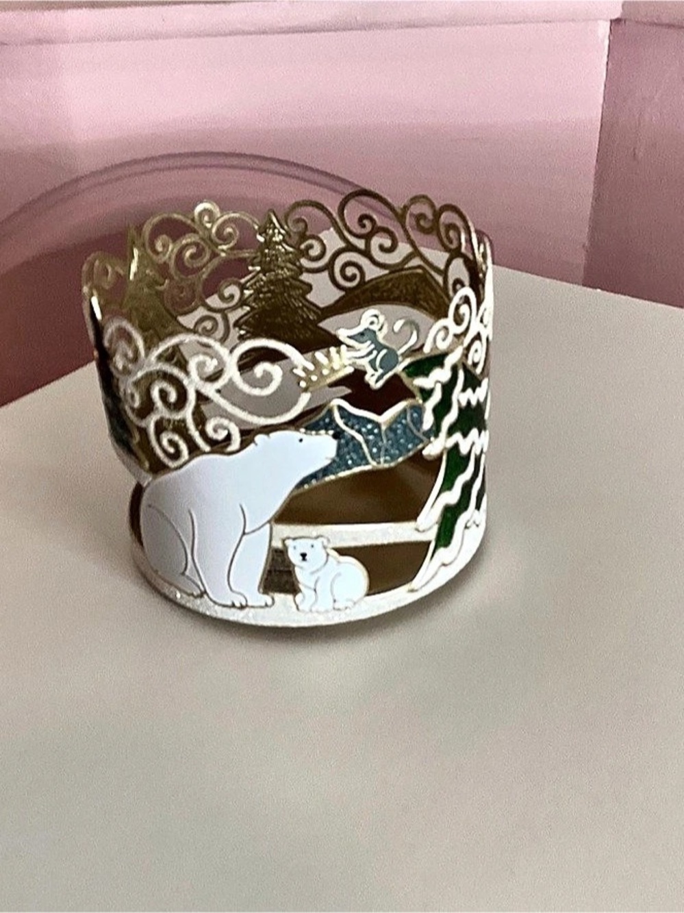 New Bath & Body Works 3 Wick Candle Holder Artic Scene Polar Bear, Penguins